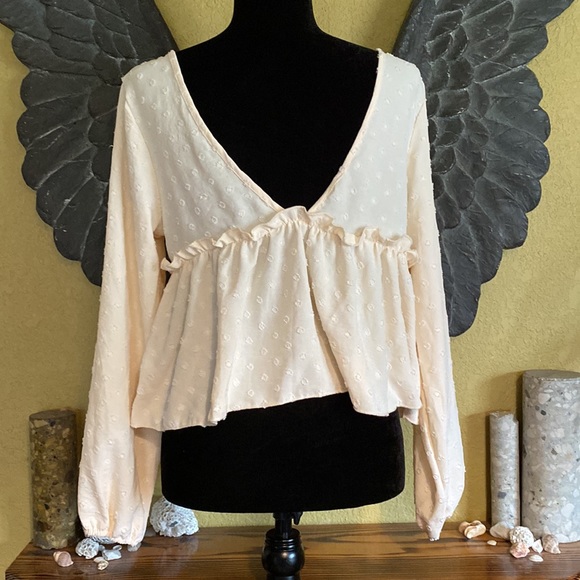 Shein Cropped Long sleeve V-neck Shirt - Picture 6 of 8